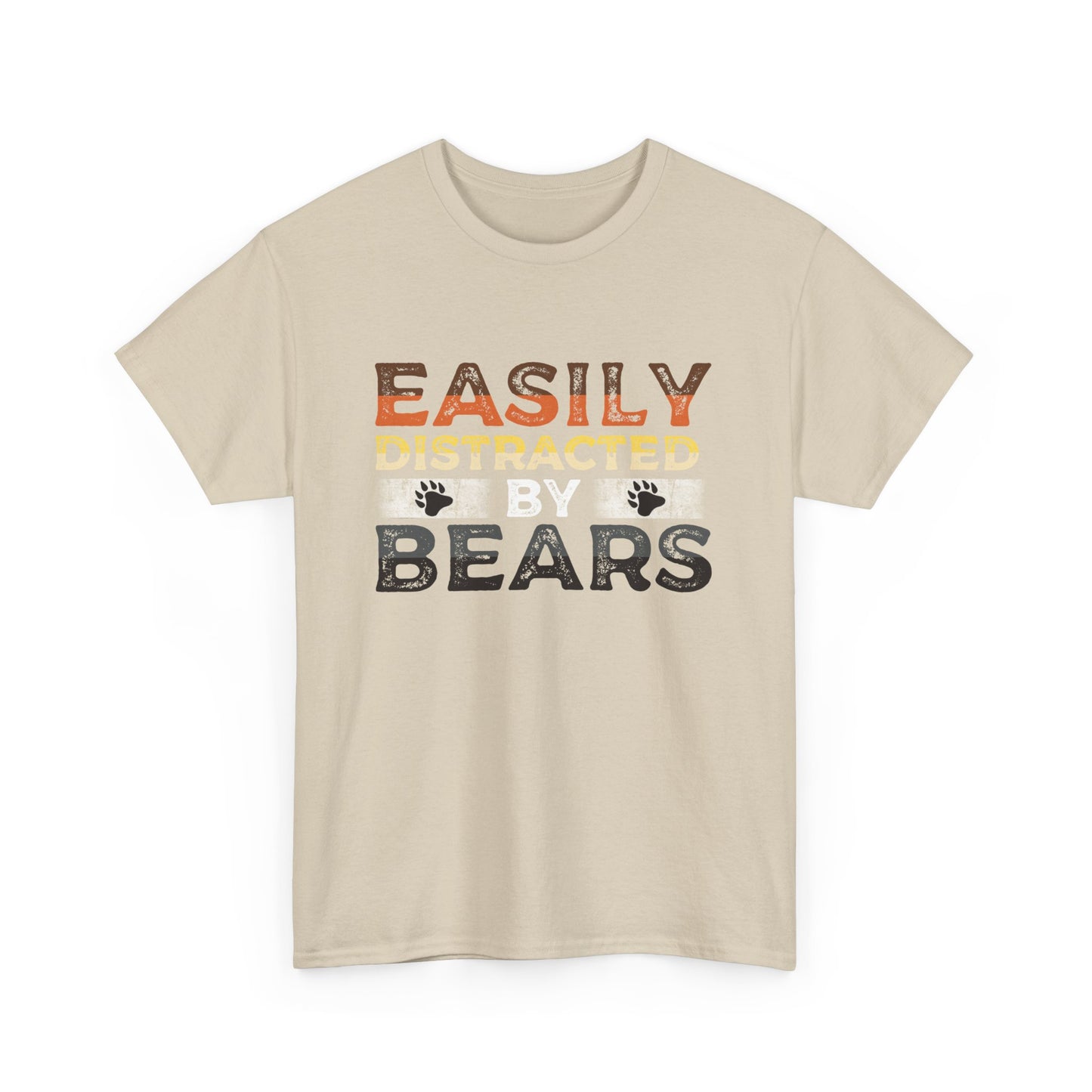 Easily Distracted by Bears Mens Heavy Cotton T-Shirt, LGBTQ+ Bear Pride Tee