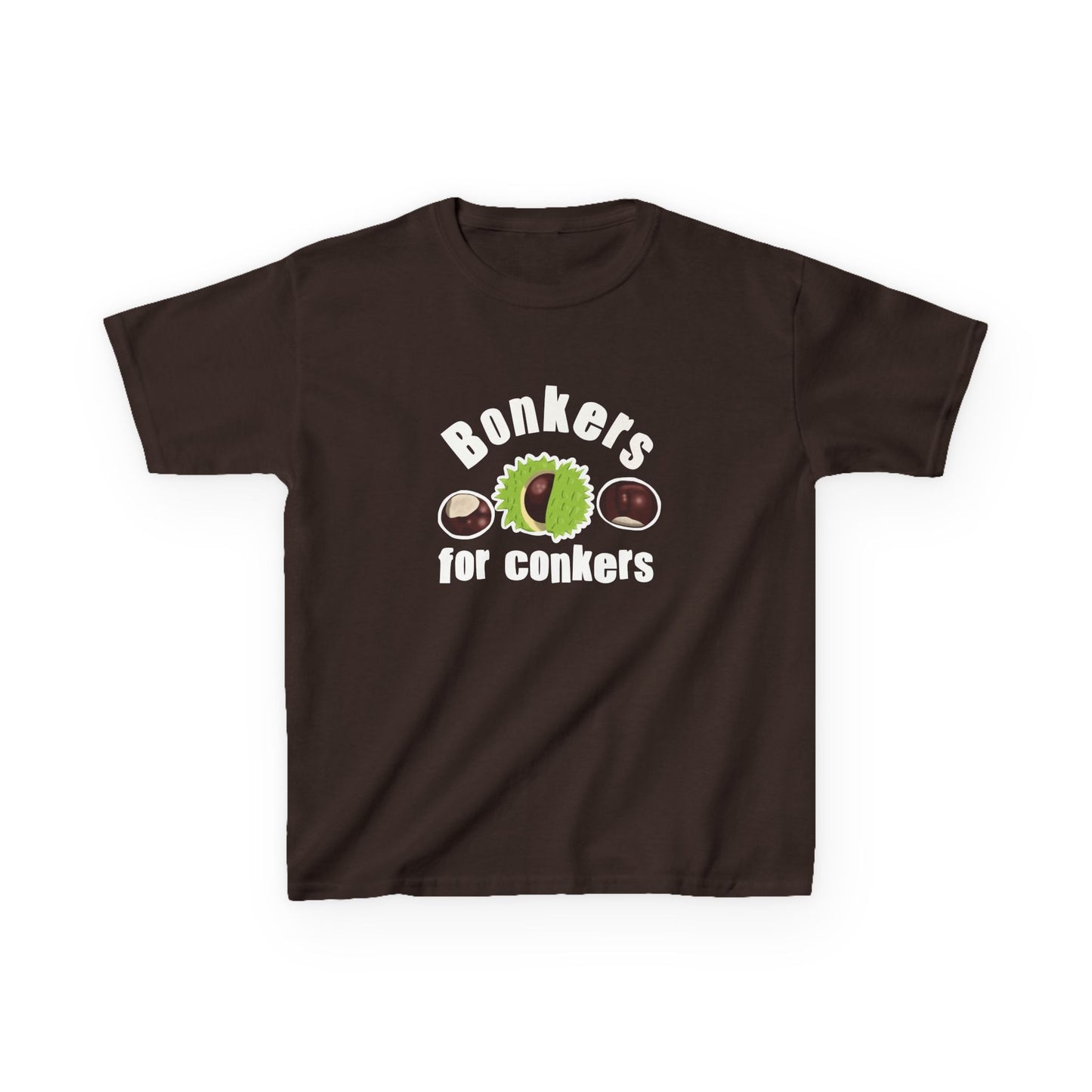 Bonkers for Conkers Kids Heavy Cotton Tee - Fun Fall Tee for Outdoor Play