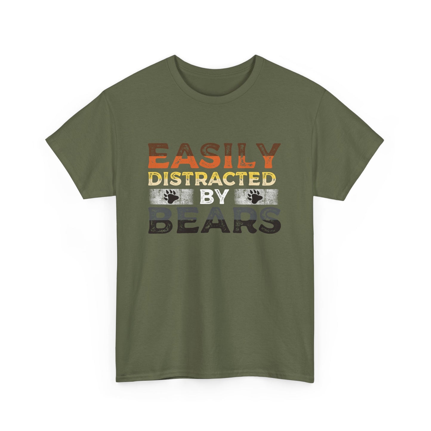 Easily Distracted by Bears Mens Heavy Cotton T-Shirt, LGBTQ+ Bear Pride Tee