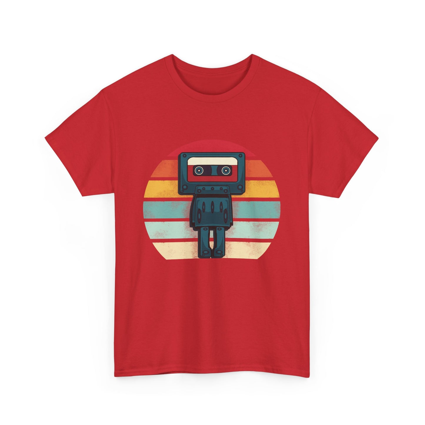 Retro Cassette Tape Robot T-shirt, Vintage Music Lover Gift, Cool Robot Design for Music Fans, Unisex Tee