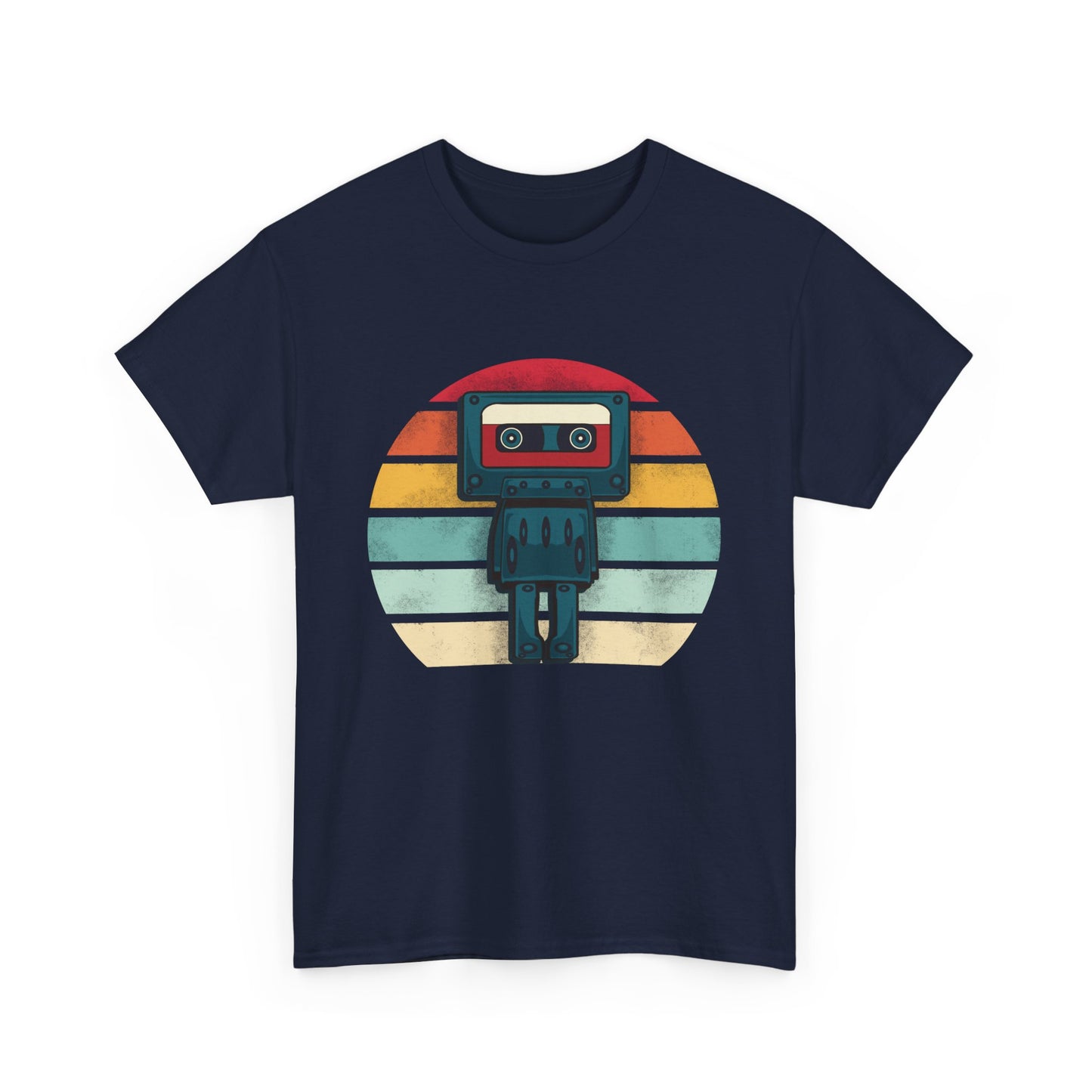 Retro Cassette Tape Robot T-shirt, Vintage Music Lover Gift, Cool Robot Design for Music Fans, Unisex Tee