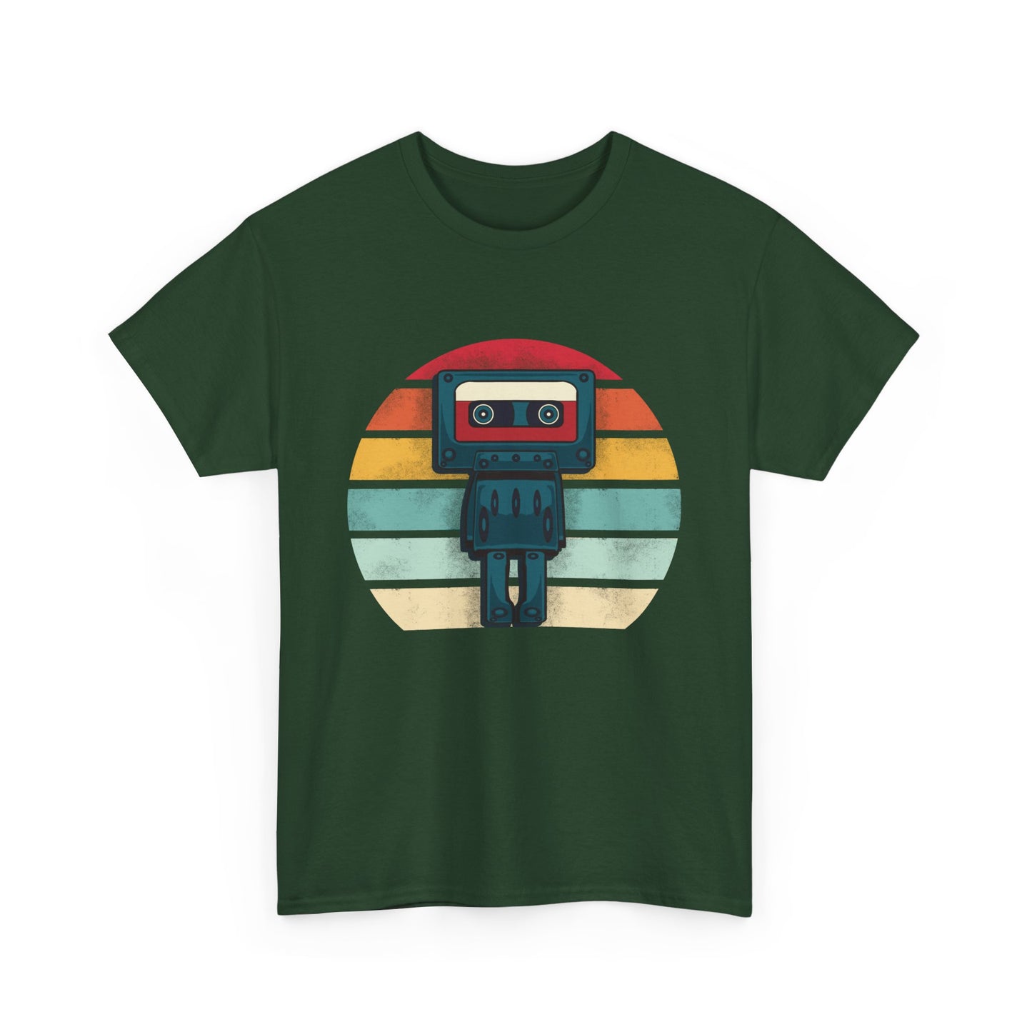 Retro Cassette Tape Robot T-shirt, Vintage Music Lover Gift, Cool Robot Design for Music Fans, Unisex Tee