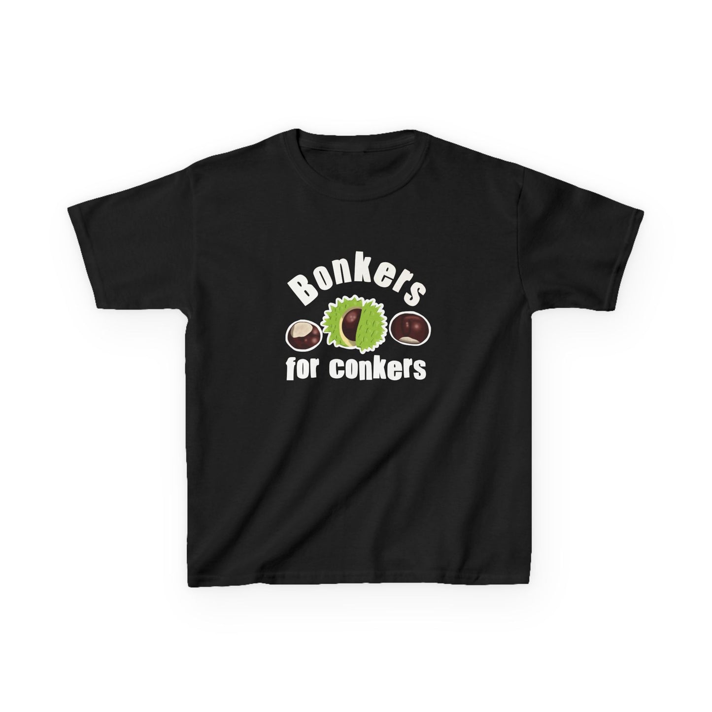 Bonkers for Conkers Kids Heavy Cotton Tee - Fun Fall Tee for Outdoor Play