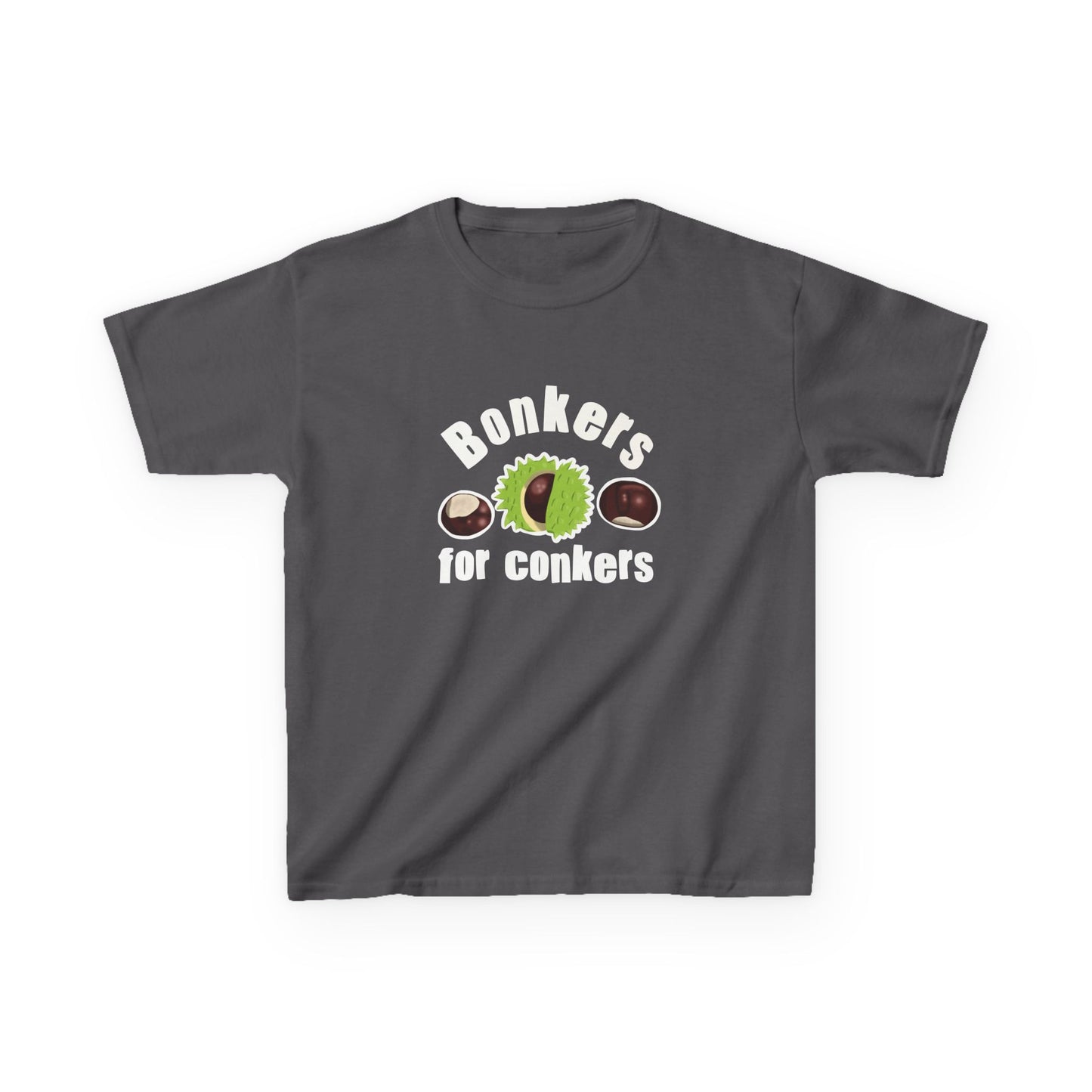 Bonkers for Conkers Kids Heavy Cotton Tee - Fun Fall Tee for Outdoor Play