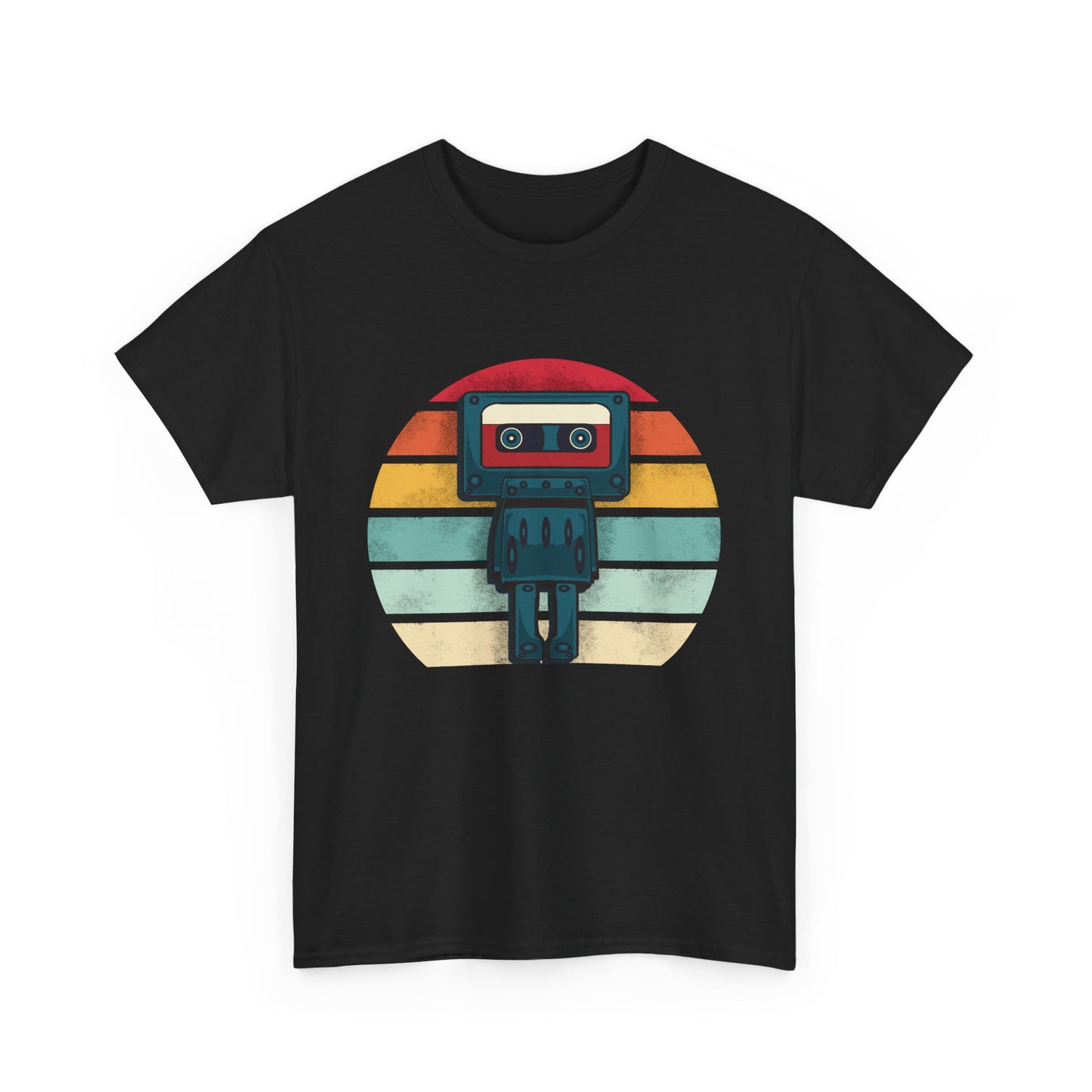 Retro Cassette Tape Robot T-shirt, Vintage Music Lover Gift, Cool Robot Design for Music Fans, Unisex Tee