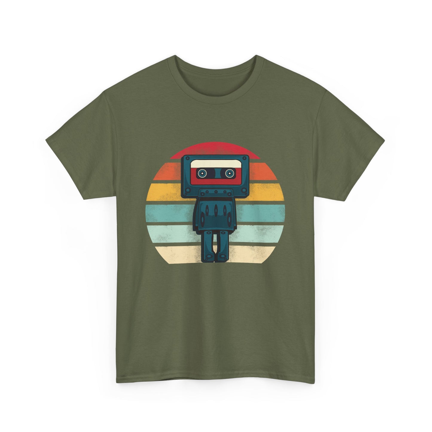 Retro Cassette Tape Robot T-shirt, Vintage Music Lover Gift, Cool Robot Design for Music Fans, Unisex Tee