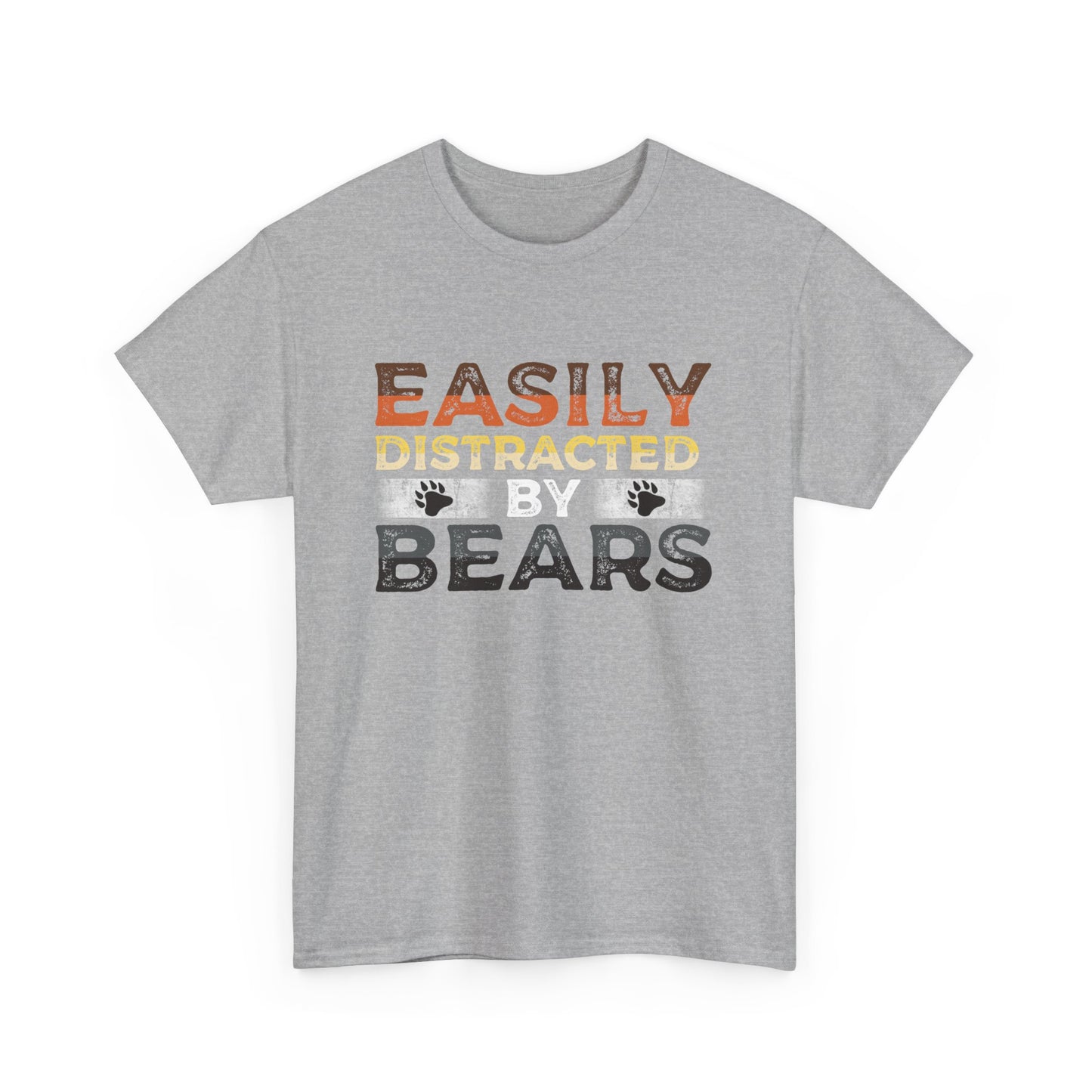 Easily Distracted by Bears Mens Heavy Cotton T-Shirt, LGBTQ+ Bear Pride Tee