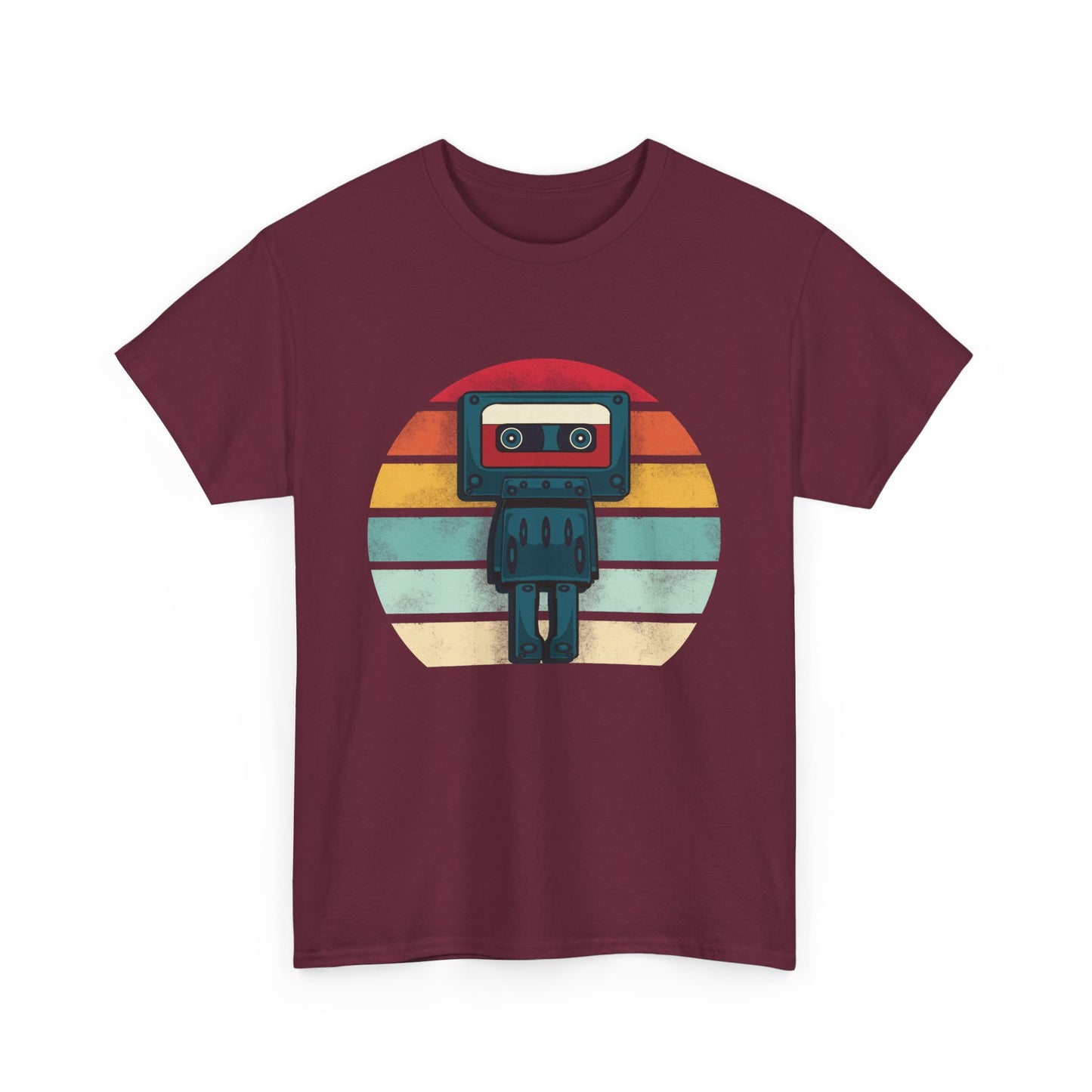 Retro Cassette Tape Robot T-shirt, Vintage Music Lover Gift, Cool Robot Design for Music Fans, Unisex Tee