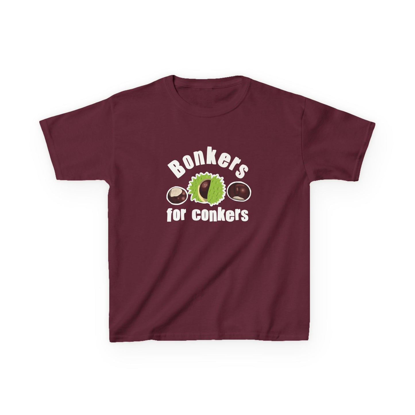 Bonkers for Conkers Kids Heavy Cotton Tee - Fun Fall Tee for Outdoor Play