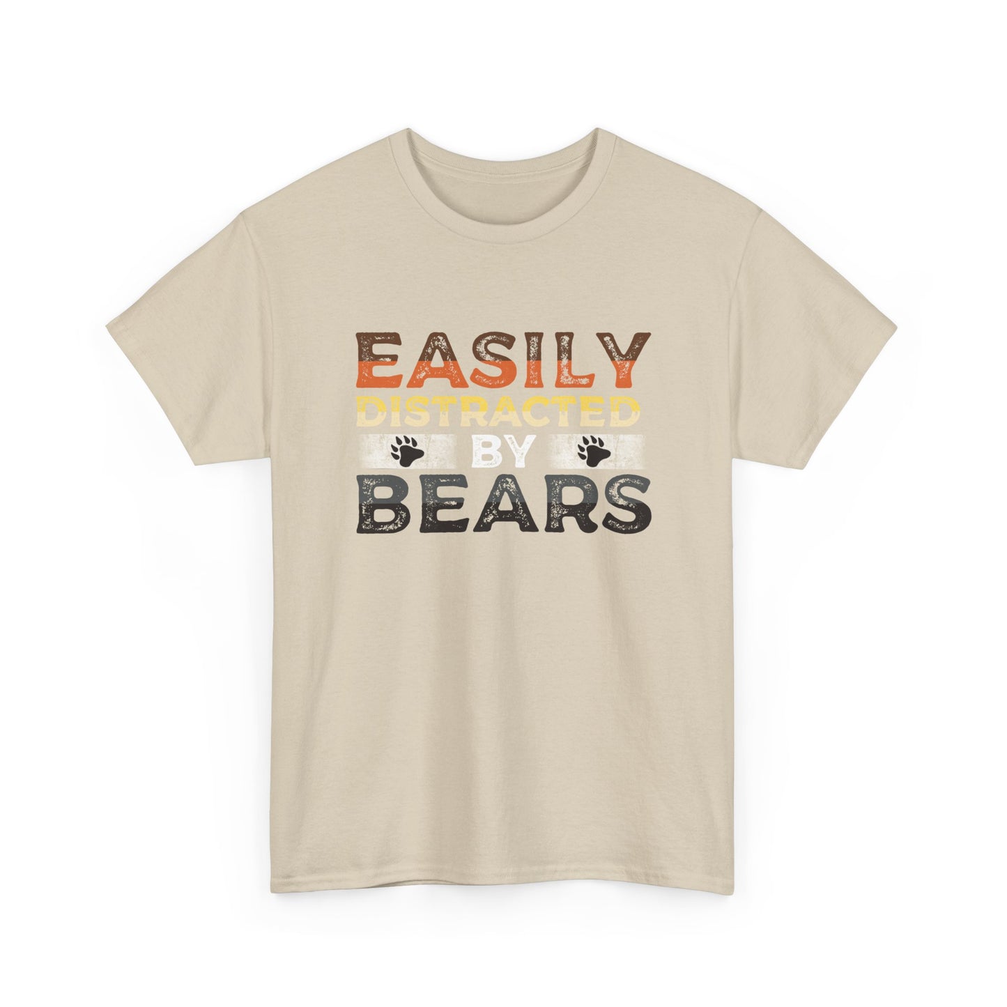 Easily Distracted by Bears Mens Heavy Cotton T-Shirt, LGBTQ+ Bear Pride Tee