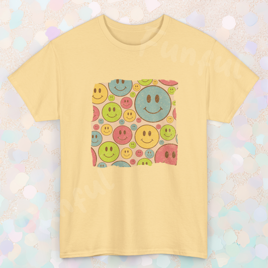 Nineties Style Retro Ravers T-Shirt, Happy Face Smiles Tee