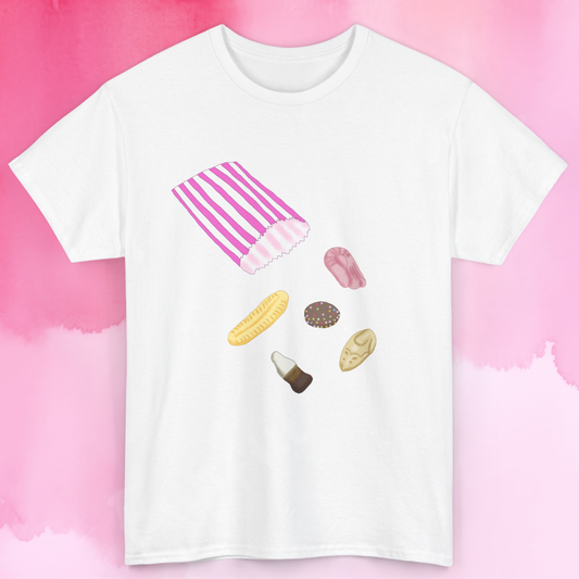 Nostalgic Penny Sweets Bag T-Shirt, Eighties Memories For Sugar Addicts