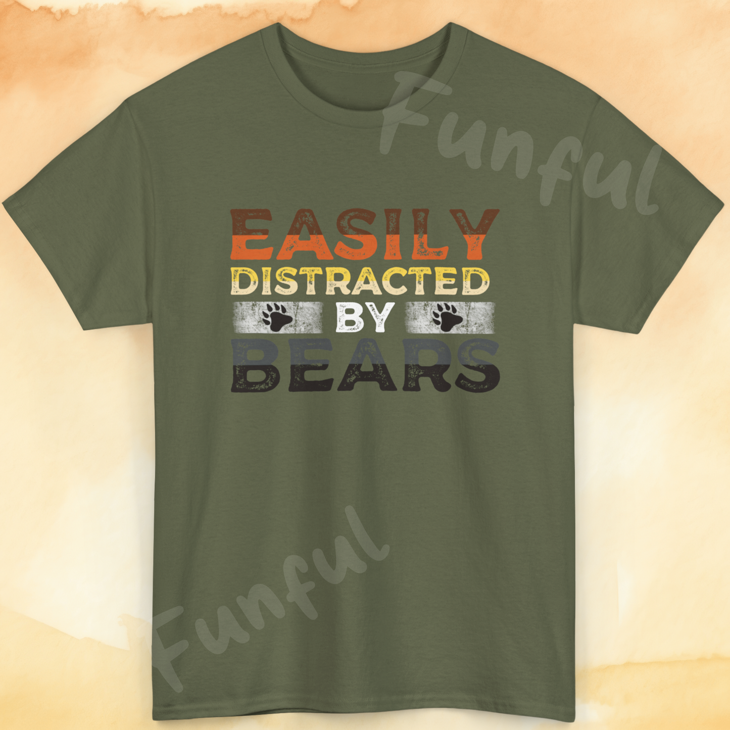 Easily Distracted by Bears Mens Heavy Cotton T-Shirt, LGBTQ+ Bear Pride Tee
