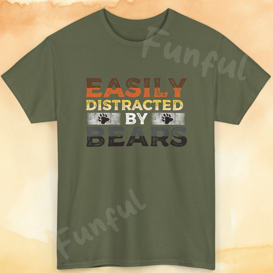 Easily Distracted by Bears Mens Heavy Cotton T-Shirt, LGBTQ+ Bear Pride Tee