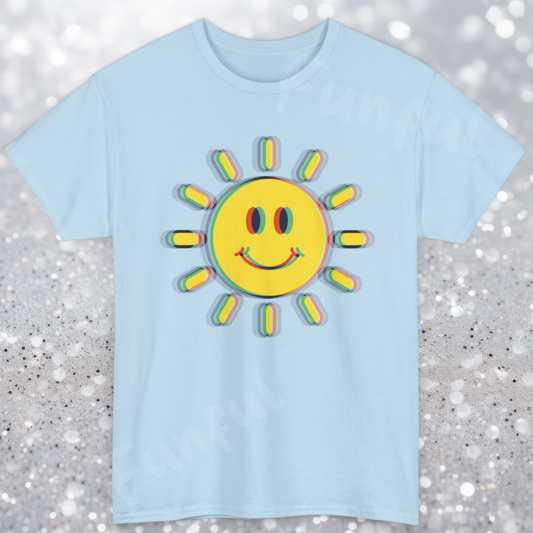 Psychedelic Smiling Sun T-Shirt, For Summer Time Vibes