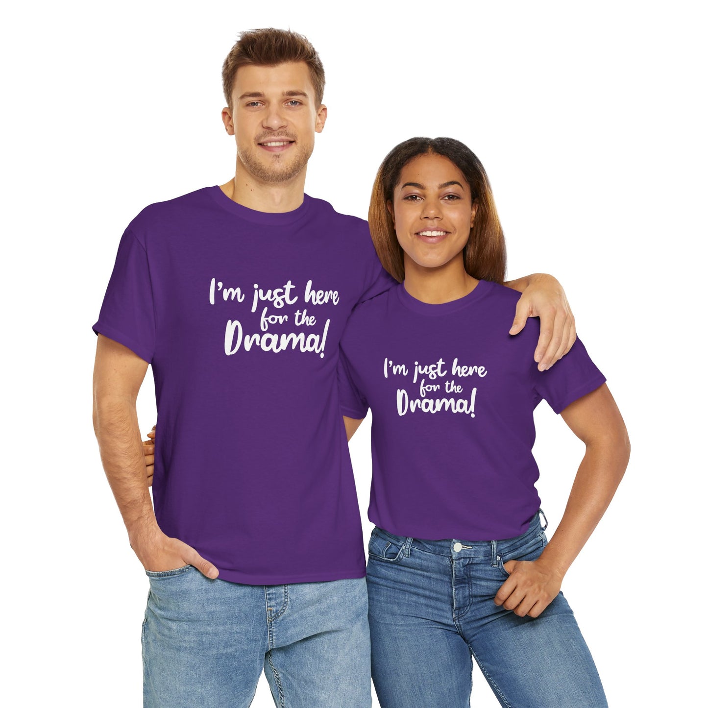 I'm Just Here for the Drama Unisex Heavy Cotton Tee, Funny T-Shirt for Drama Lovers, Gift Idea, Casual Wear, Trendy Apparel