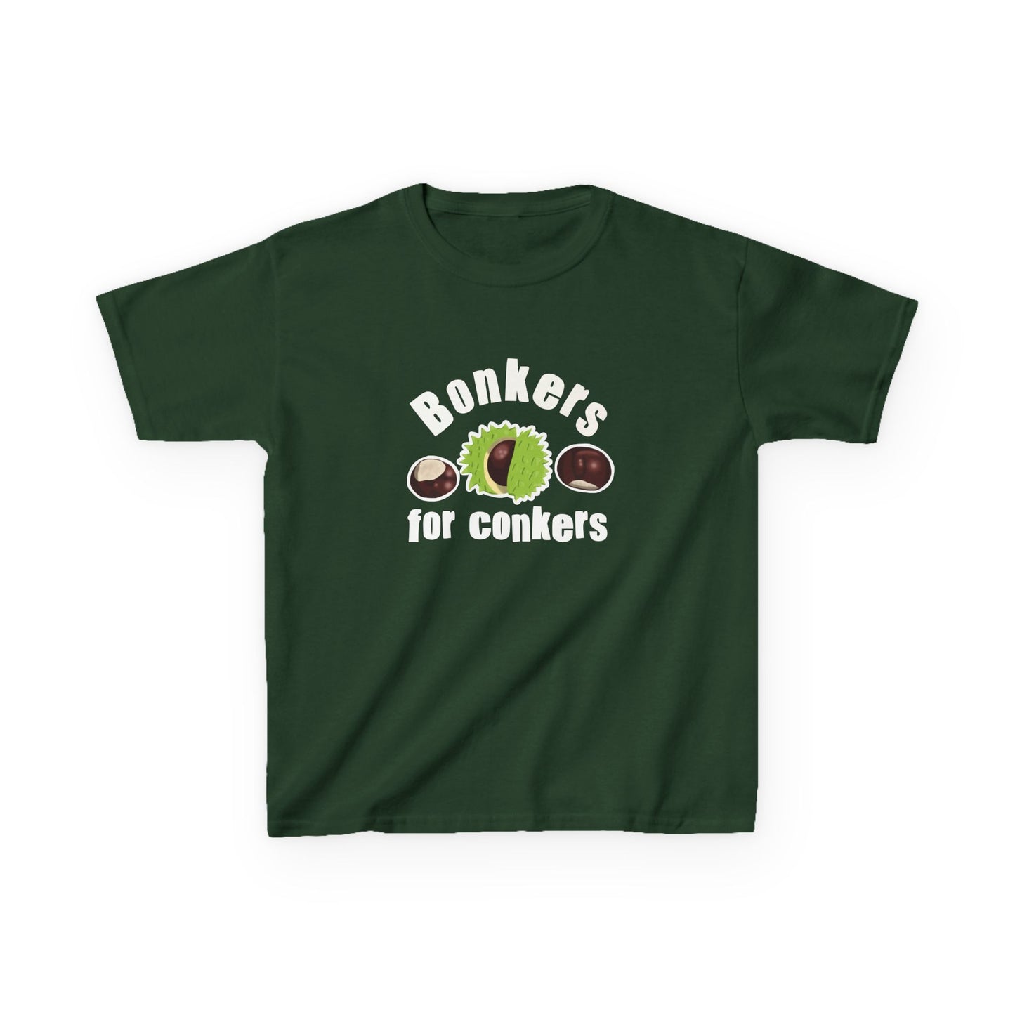 Bonkers for Conkers Kids Heavy Cotton Tee - Fun Fall Tee for Outdoor Play